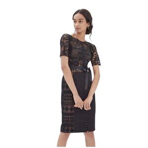 Beguile Byron Lars Anthropologie NWT Carissima Sheath Black Lace Overlay Pencil